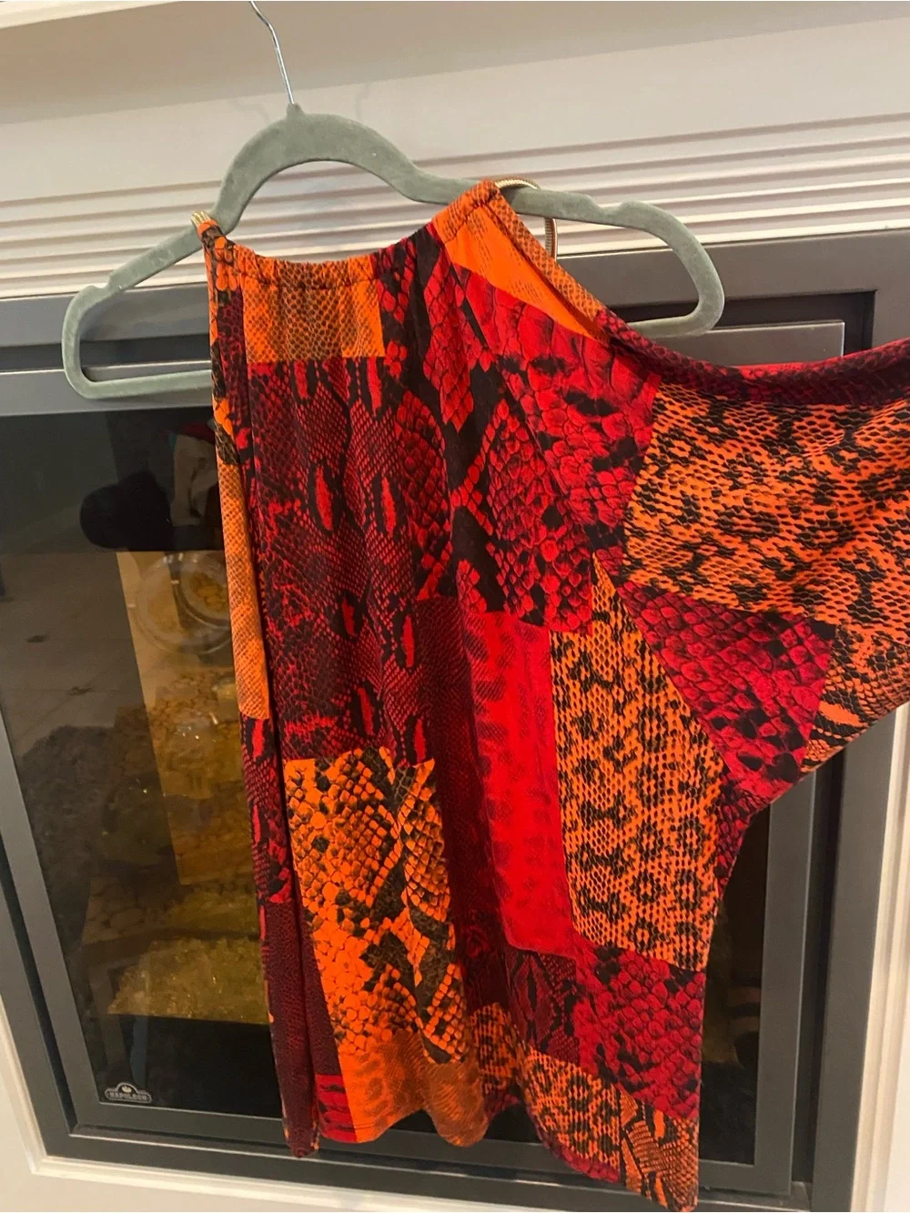 Women’s Micheal Kors  Retro, Y2K, Hobo,  Red & Orange Snake-Print  Top - M